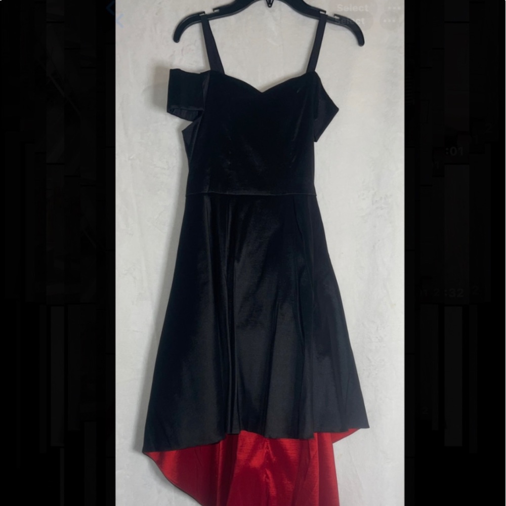 Black and red high low dress